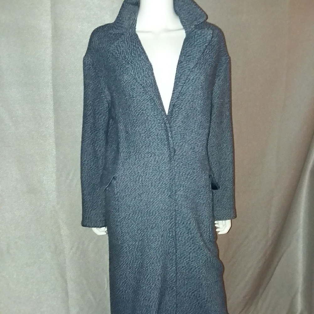Denim Blue Cotton Blend Tweed Knit TOP SHOP coat